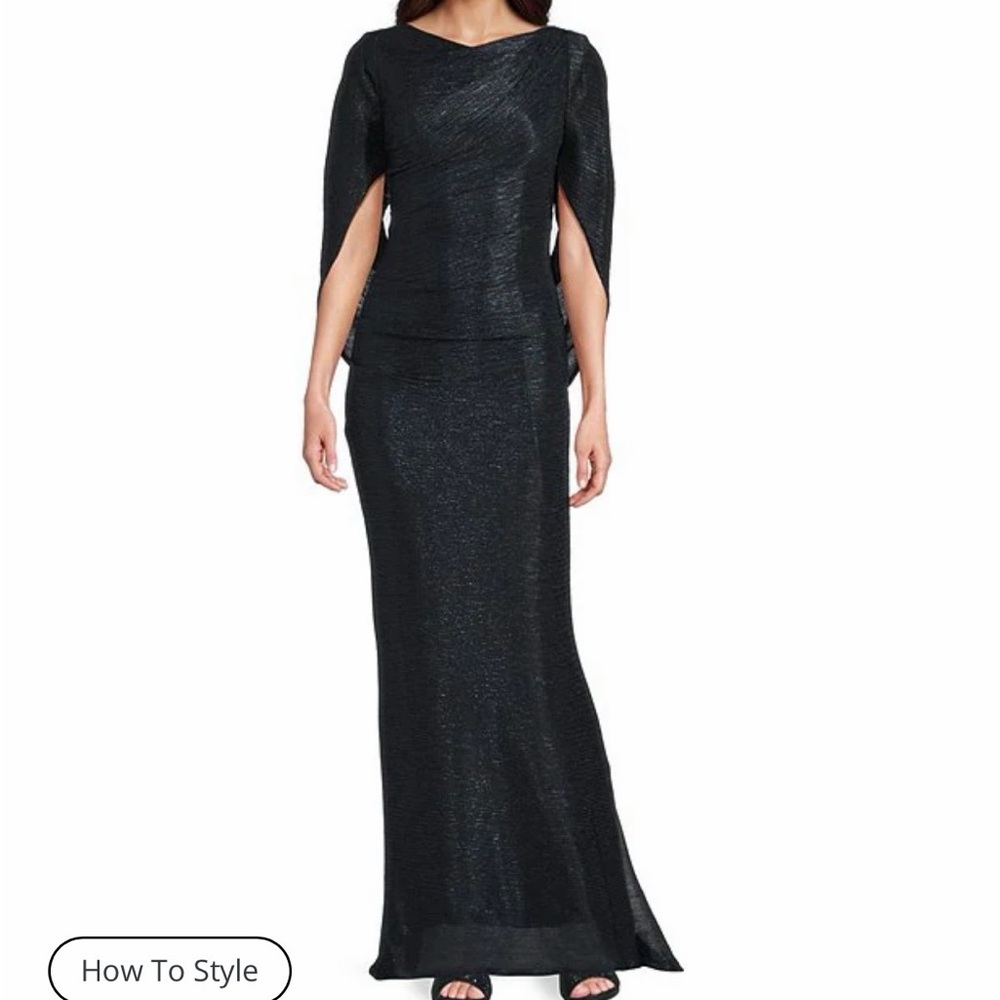 Elegant Navy and Metallic Formal Evening Gown 18W Plus